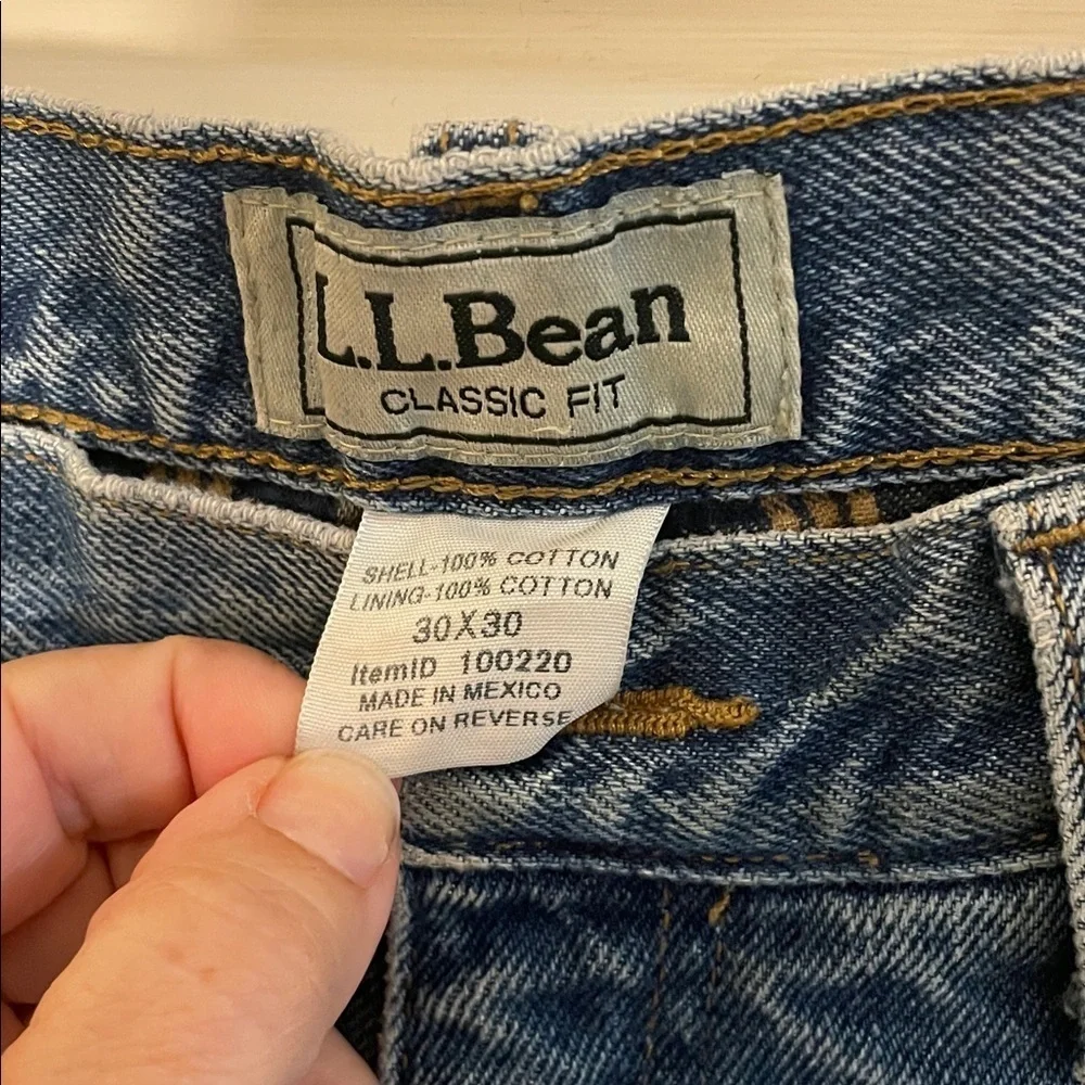 L.L. Bean Men's Relaxed Fit Distressed Flannel Underneath Denim Jeans